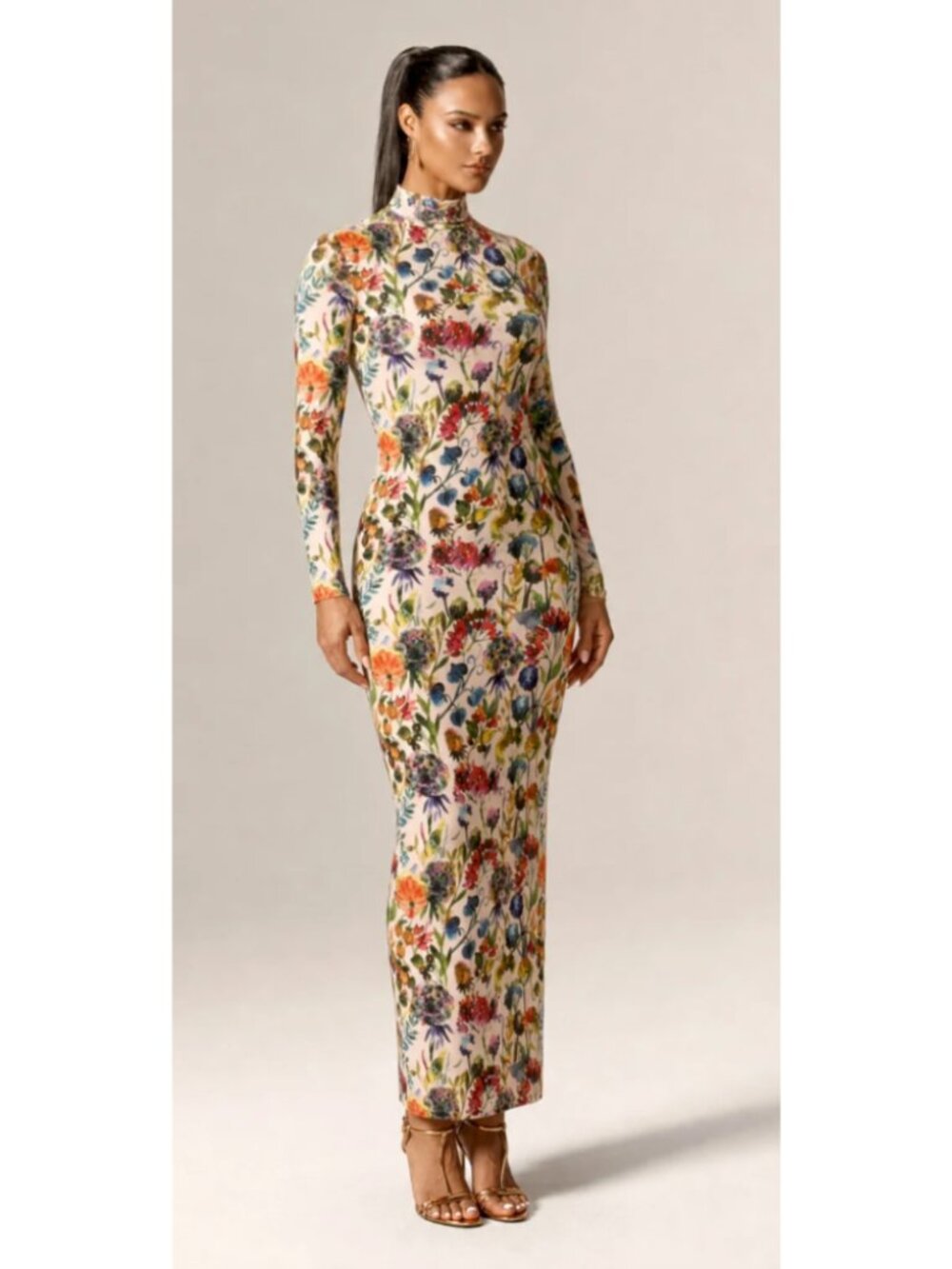NWT Aliava Alana Garden Muse Mesh Maxi Dress L